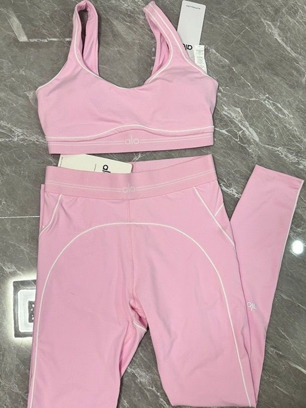 ALO Yoga Pink High-Rise Legging & Sports Bra Set